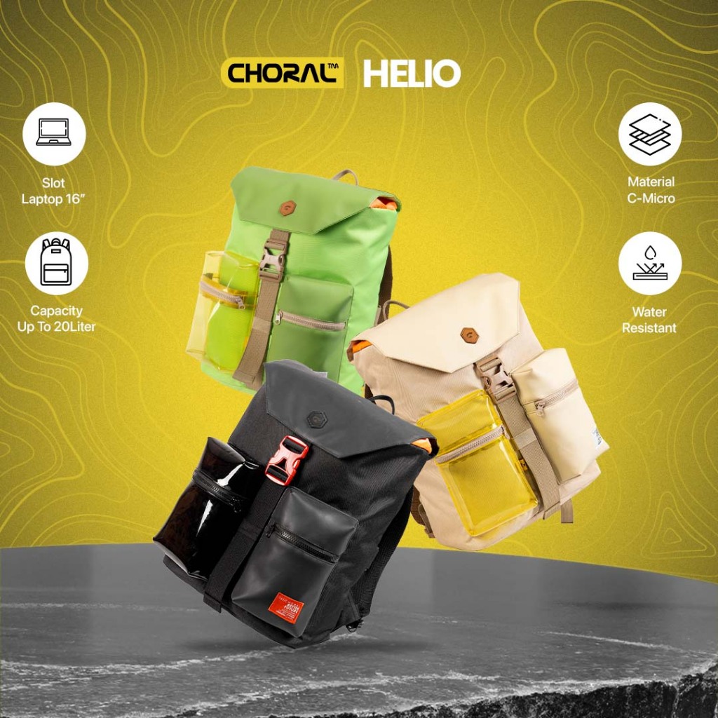 Choral Helio Backpack Series | Tas Ransel Laptop Pria Wanita | Tas Kuliah | Tas Kerja | Travel Bag