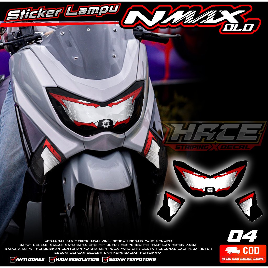 KODE 04 STIKER ALIS LAMPU DEPAN MOTOR NMAX OLD - STIKER LAMPU DEPAN NMAX OLD SIMPLE LIST KEREN