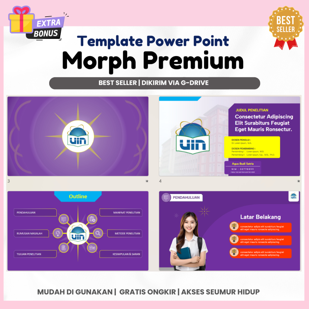 Template PPT Premium - Animasi Morph, Animasi Bergerak untuk Seminar & Sidang | PPT 4