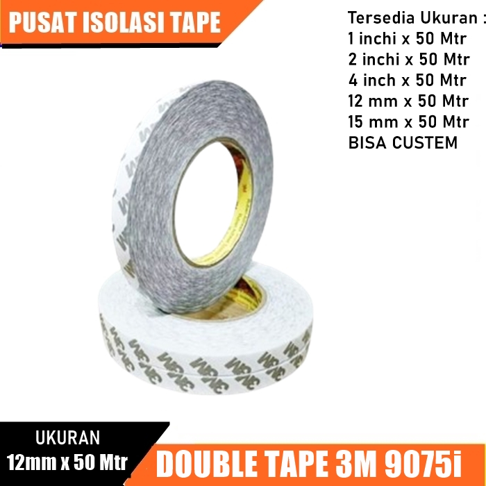 

Double Tape Coated 3M 9075I Ukuran 12mm x 50 Meter Double Tape Tisu
