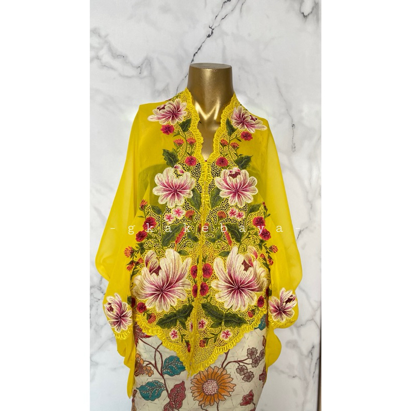 KEBAYA BORDIR BUNGA KUNING,KEBAYA BALI,KAIN KEBAYA