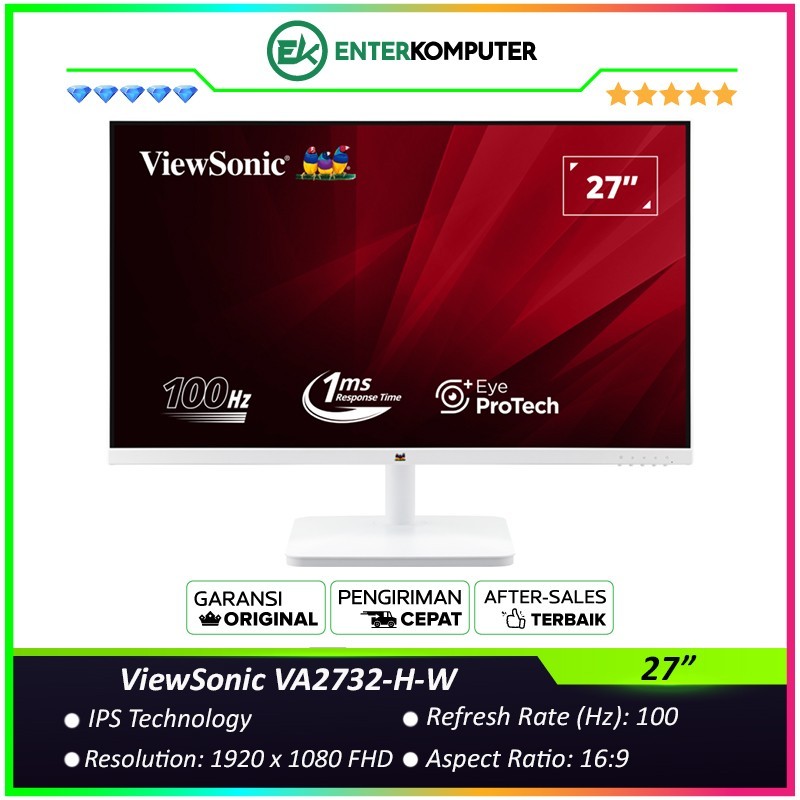 ViewSonic VA2732-H-W 27" FHD IPS 100Hz Frameless Monitor / Monitor 27 inch