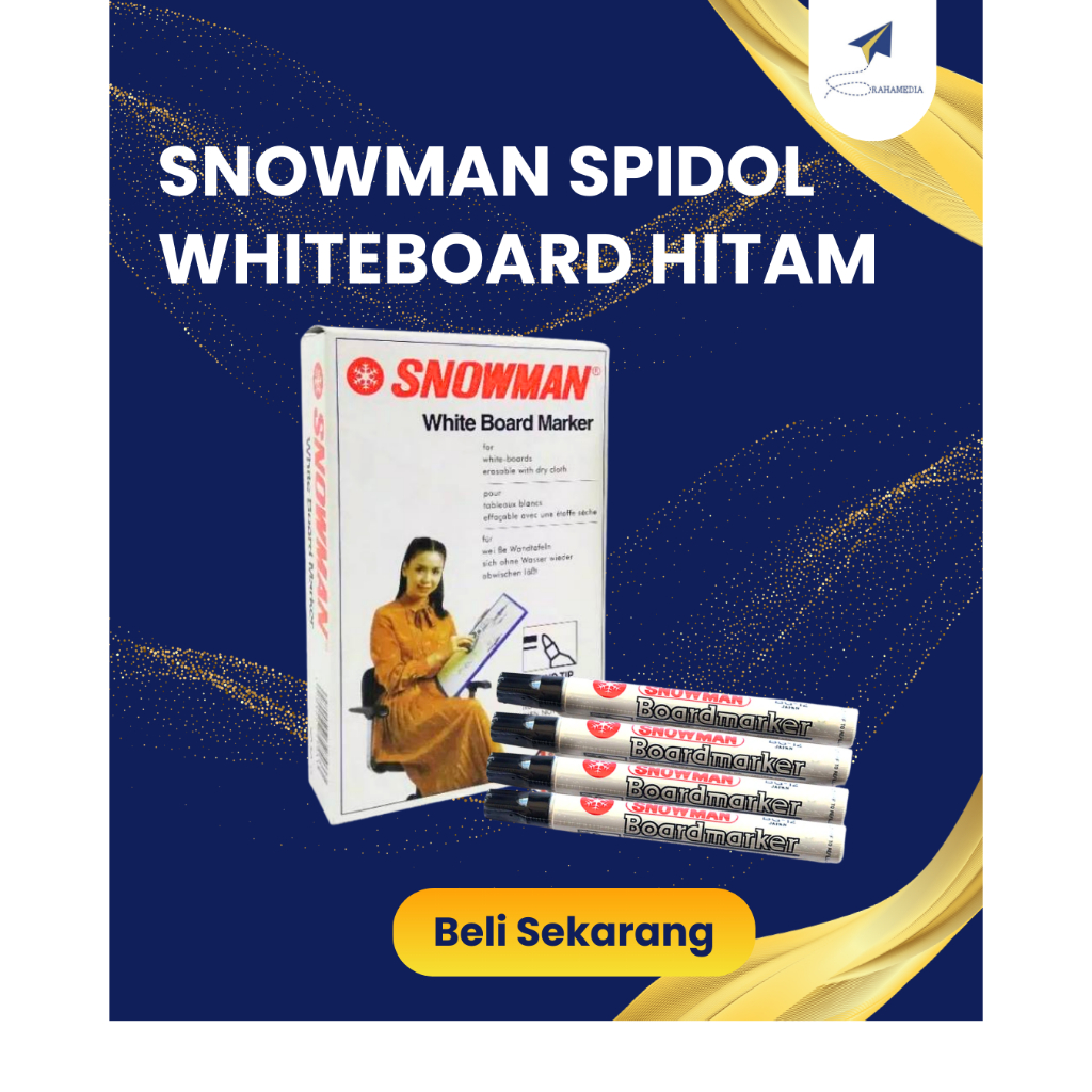 

Snowman Spidol Whiteboard Hitam | Spidol papan tulis non permanen Original | Spidol Hitam murah