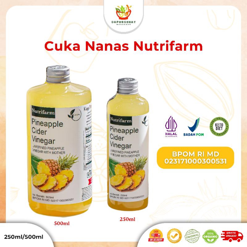 

NUTRIFARM CUKA NANAS 250 ML ORIGINAL WITH MOTHER/CUKA NANAS ORGANIK MURNI TANPA CAMPURAN/PINEAPPLE CIDER VINEGAR WITH MOTHER/CUKA NANAS UNTUK KESEHATAN/MINUMAN KESEHATAN ASLI/CUKA NANAS ORIGINAL 100% MURNI ASLI/CUKA NANAS
