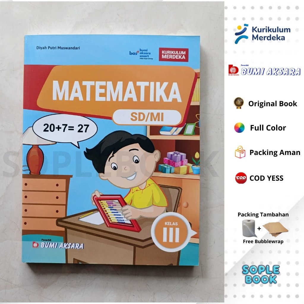 Buku Matematika Untuk SD/MI Kelas 3 Bumi Aksara Kurikulum Merdeka