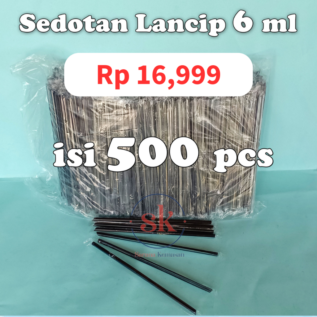 Sedotan Plastik satuan steril lancip / tekuk 6 mm / 8 mm / 12 mm Hitam / Bening Transaparan  / Warna