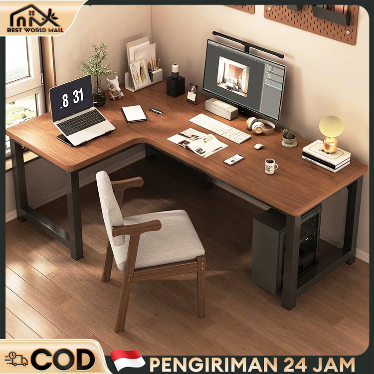 Meja Gaming Karbon Serat Meja Gaming L shaped Meja Komputer Meja Komputer Minimalis Meja Belajar Mej