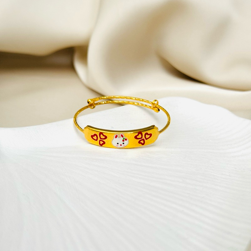 Gelang Bayi Adjustable Papan Motif Boneka Emas Asli Kadar 700 16K