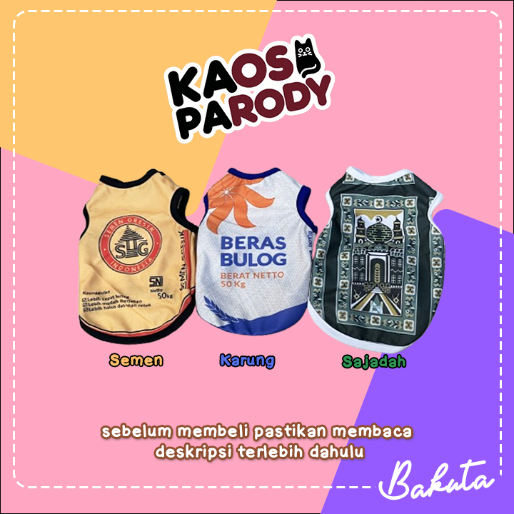 Baju Kucing Edisi Parody Kaos Viral Tank Untuk Kucing dan anjing kecil / Baju Kucing Size S-XXL