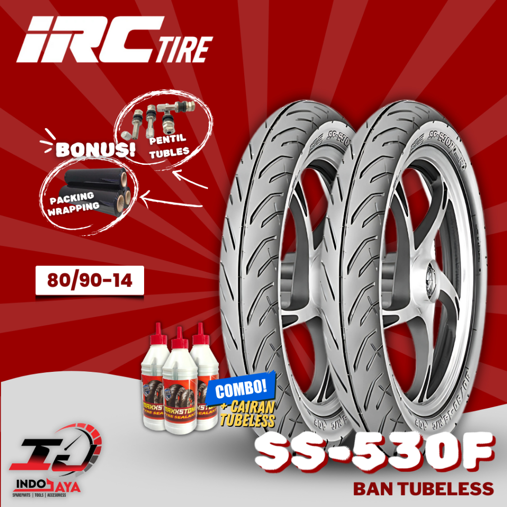 [READY COD] BAN LUAR TUBELESS IRC SS-530F (80/90-14) BAN DEPAN DAN BELAKANG TUBLES SS 530F 530R / IR