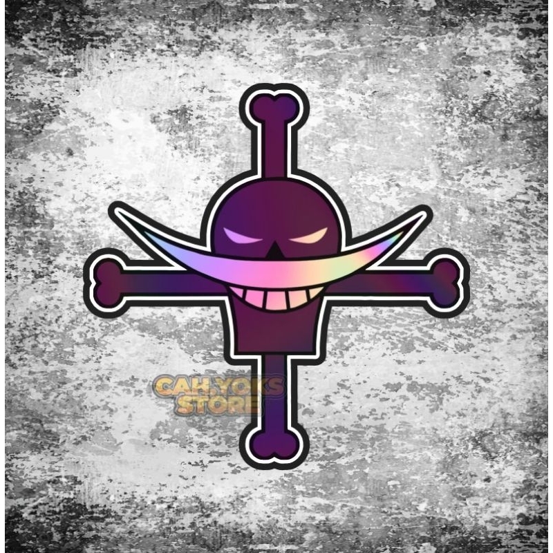 Stiker Anime Hologram Lambang Shirohige ukuran -+ 6*6cm bahan Maxdecal (paling tebal) sudh laminasi 