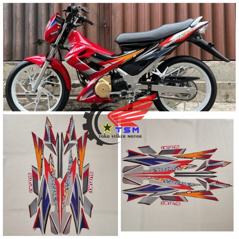 Stiker Striping Lis Les Body Motor Suzuki Satria Fu Cbu 2006 Merah Standar