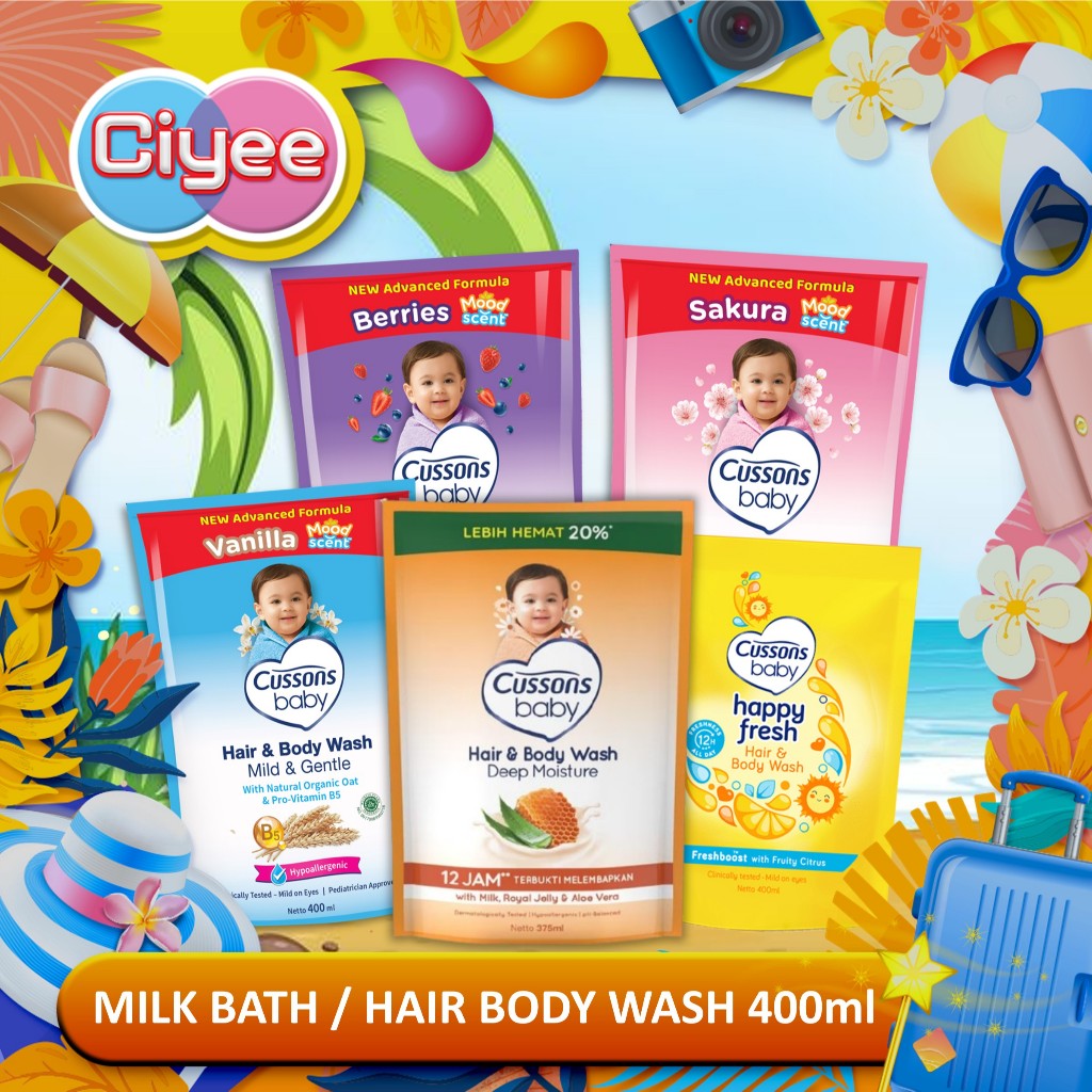 Cussons Baby Milk Bath & Cussons Baby Hair & Body Wash 400ml Refill / Cusson Sabun Bayi / Ciyee
