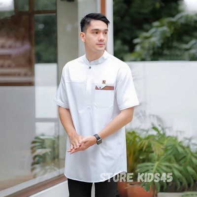 LIMITED Baju Koko Pria Dewasa Warna Lavender / Mouve Lengan Pendek Atasan Muslim Koko Kurta Zidan