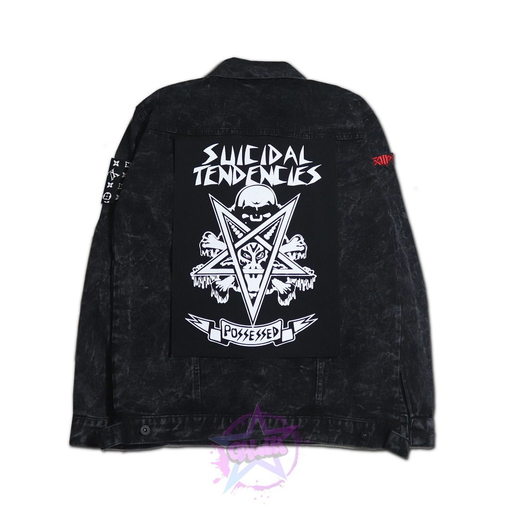 Patch Suicidal backpatch sablon tempelan jahit aksesoris rompi emblem sablon besar patch metal patch