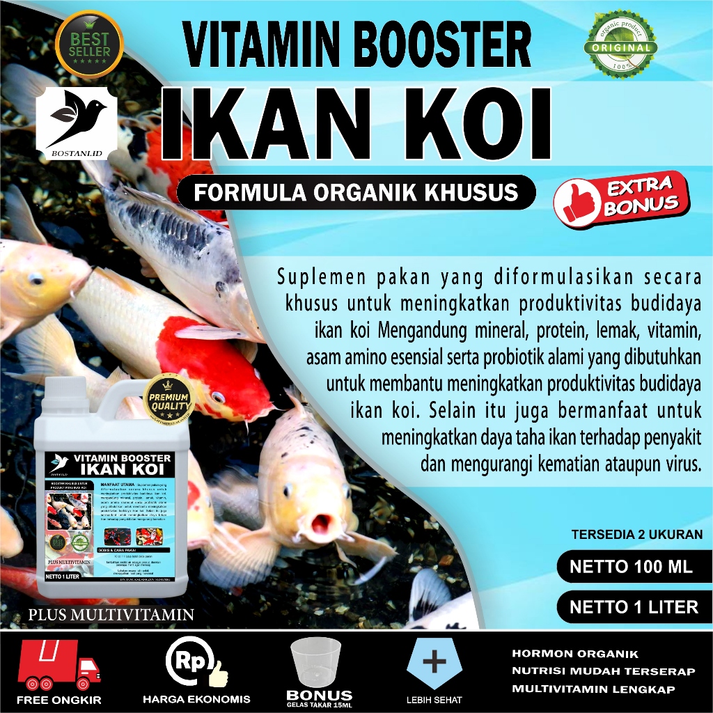 VITAMIN IKAN KOI CEPAT BESAR / NUTRISI IKAN KOI / MULTIVITAMIN IKAN KOI/ BOOSTER BUDIDAYA IKAN KOI O
