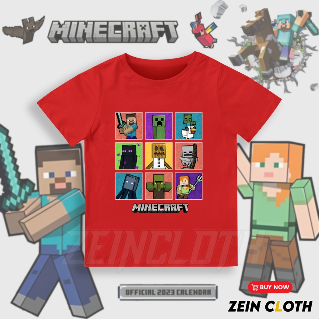 Baju Kaos Anak Minecraft Character / Kaos Minecraft Anak