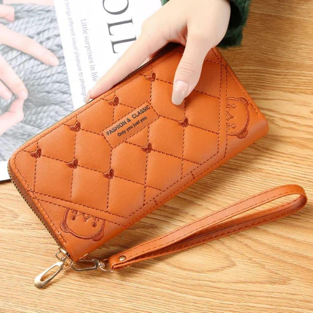 Dompet Bella-dompet wanita panjang dompet resleting satu dompet wanita dompet kartu uang koin