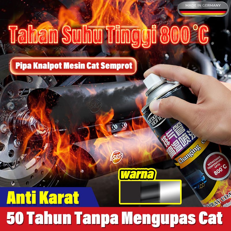Tahan suhu tinggi 800°C 400ML cat knalpot anti panas Pilox Diton Hi Temp Black Hitam Doff untuk Mesi