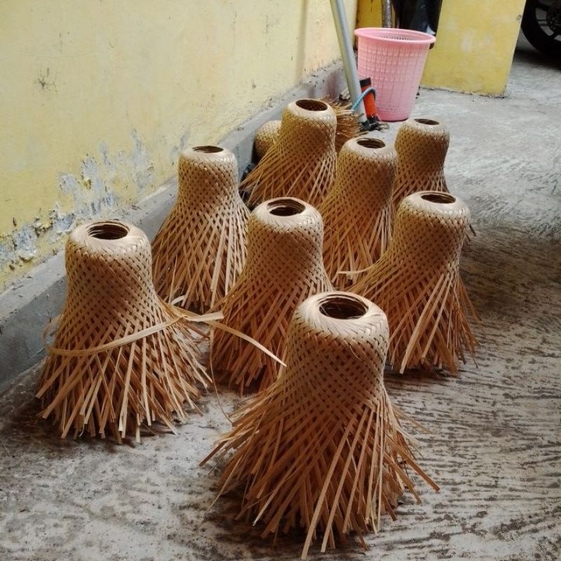 krongso kap lampu tempat makanan natural krongso bambu tanpa tutup