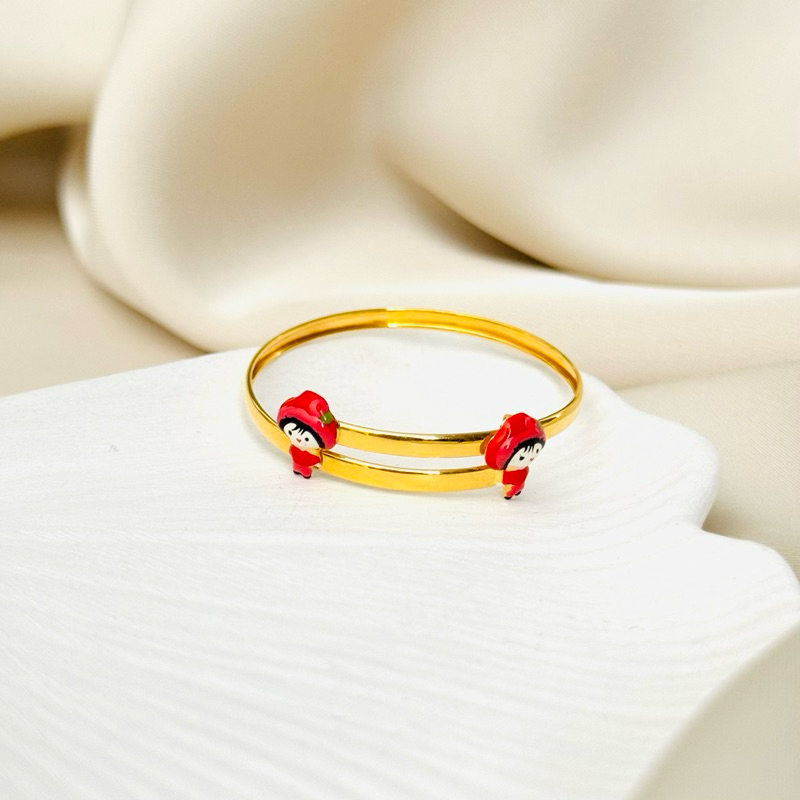 Gelang Bayi Boneka Cat Warna Emas Asli Kadar 700 16K