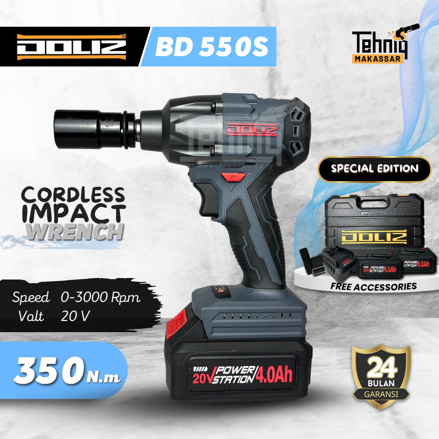 Doliz BD550S Alat Pembuka Baut Brushless Cordless Impact Wrench BD550S Doliz Special Edition High Sp