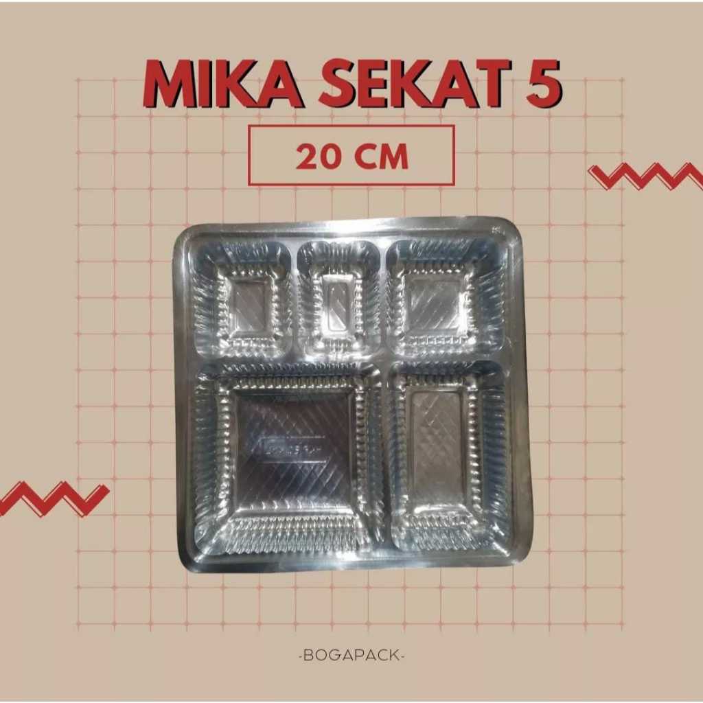 Mika Sekat 5 Uk.20cm isi 50pcs / Mika Nasi Kotak / Mika Sekat 20cm