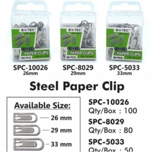 

V-TEC STEEL PAPER CLIP TYPE SPC-10026 & SPC-8029 & SPC-5033