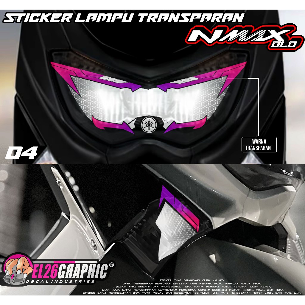 KODE 04 STIKER TRANSPARAN LAMPU DEPAN NMAX OLD - STIKER ALIS LAMPU NMAX OLD SIMPLE LIST TERBARU
