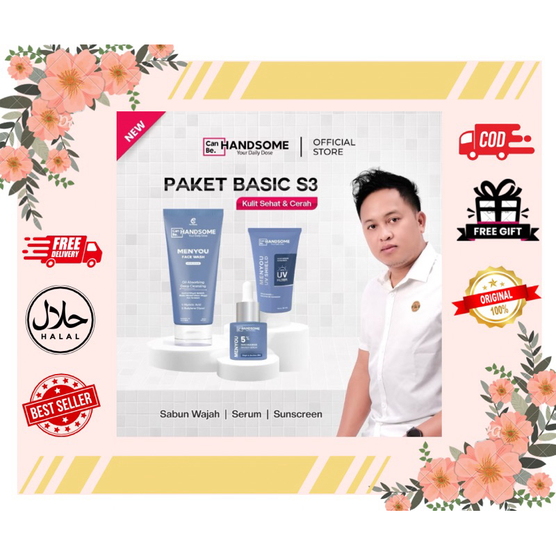 canbe Handsome PAKET WAJAH S3 (Sabun, Serum, Sunscreen)