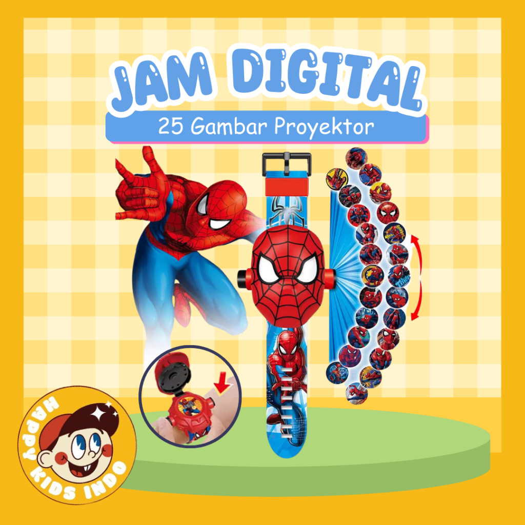 JAM TANGAN DIGITAL JUMBO LASER PROYEKTOR SPIDERMAN - JAM LASER PROYEKTOR ANAK SPIDERMAN