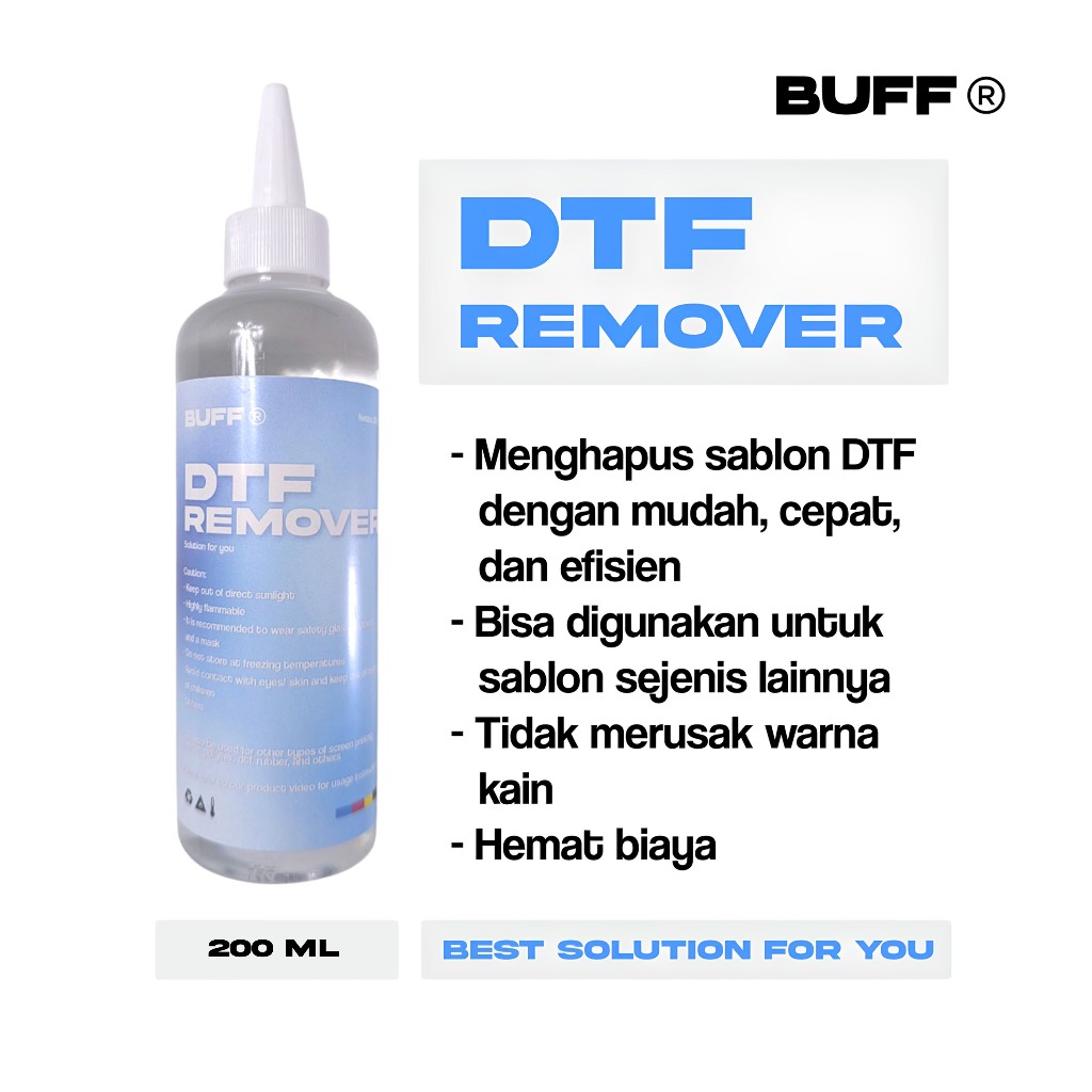 

Buff Studios Sablon DTF Remover | Permbersih Sablon | Cairan Penghapus 250 ml