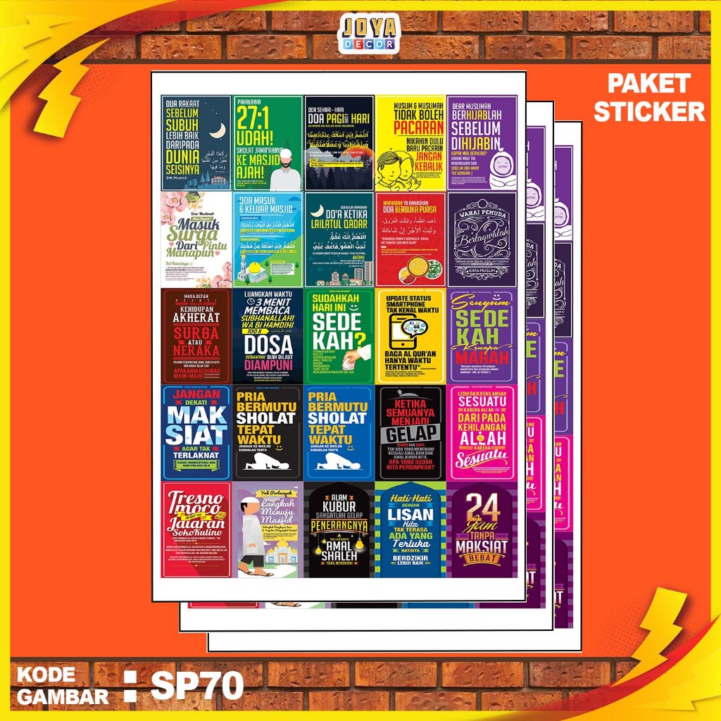 GAMBAR STICKER QUOTES ISLAMI / STIKER QUOTES ISLAMI / PAKET STIKER QUOTES ISLAMI PER 25 PCS / KODESP