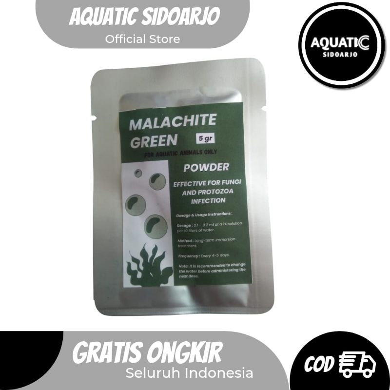 Obat ikan Malachite Green untuk Cacing Jamur Protozoa 5 gram