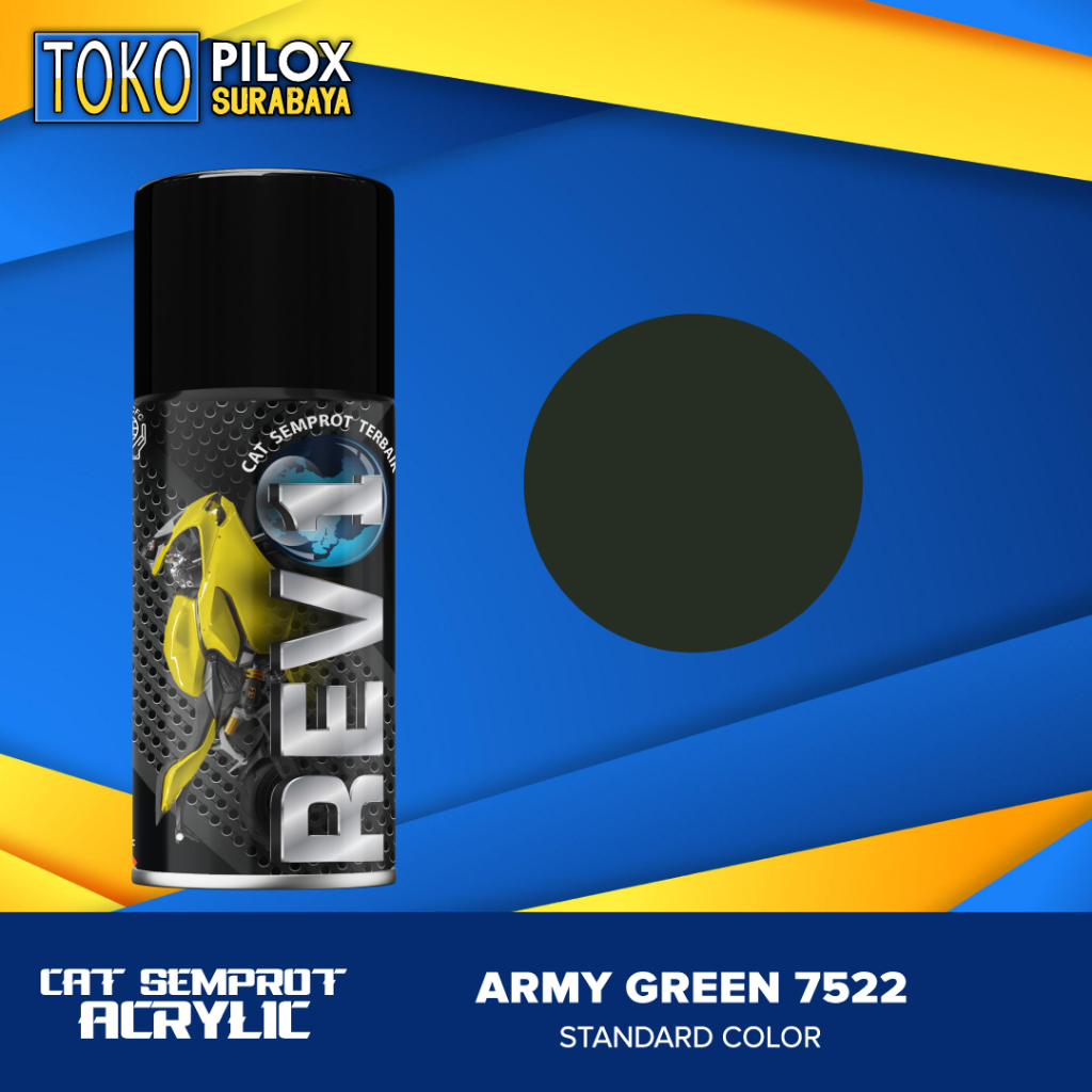 Cat Semprot Pilox Acrylic Hijau Army Glossy - Revo Army Green 7522