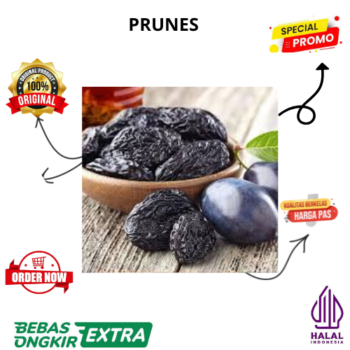 

Petite DRIED PRUNES 500 GR - BUAH PLUM KERING - PITTED PRUNE DRY FRUIT HALAL