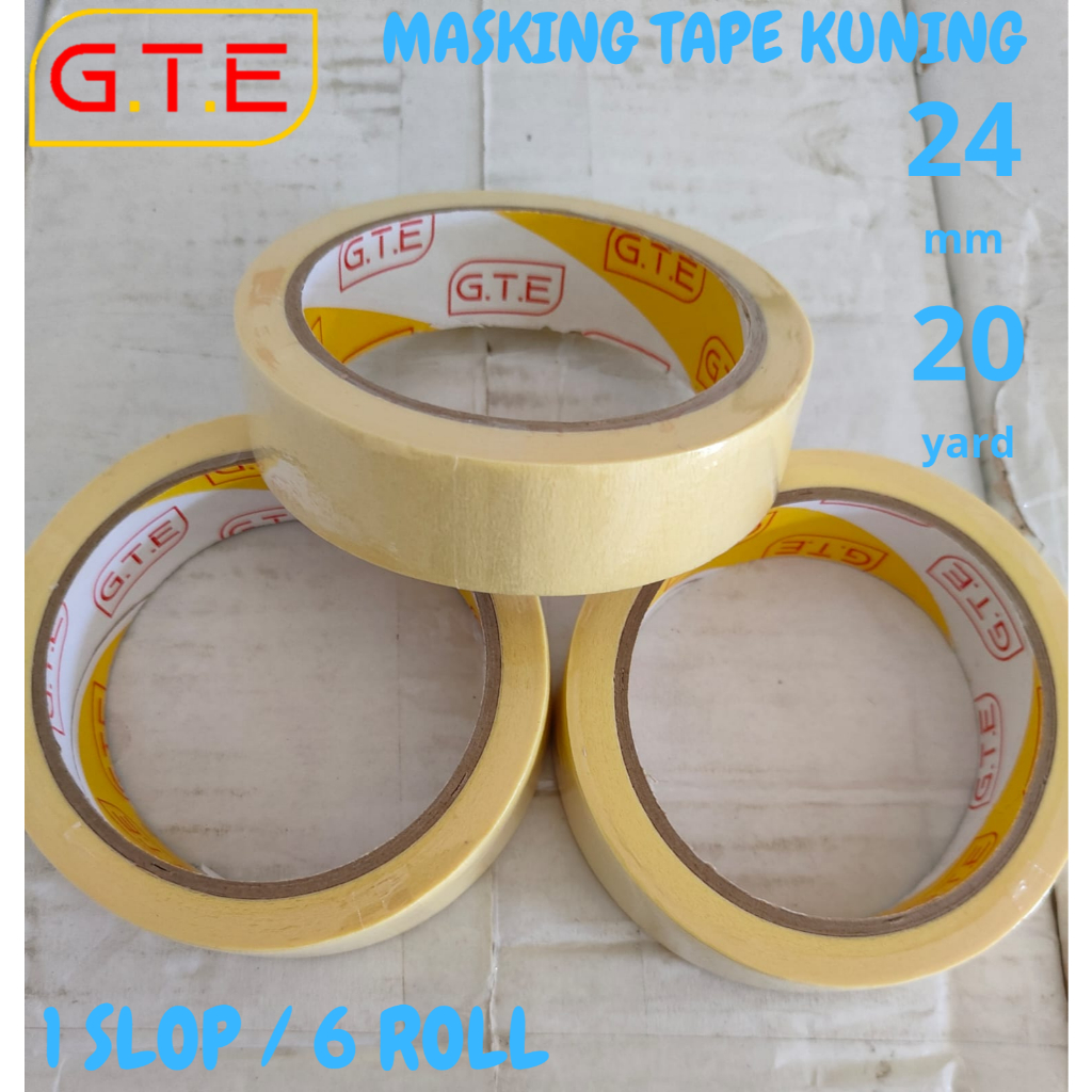 

6PCS (1 SLOP) G.T.E LAKBAN KERTAS / MASKING TAPE 24MM X 20 YARD X 363h