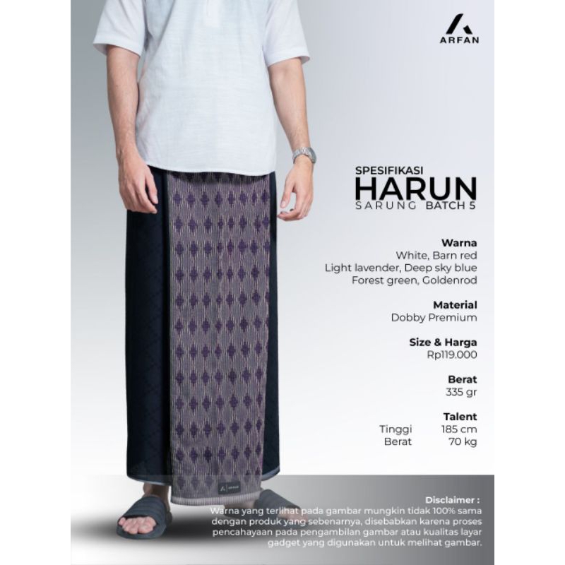 Harun Sarung Arfan, Sarung Dobby Premium Motif Garis  Belah Ketupat