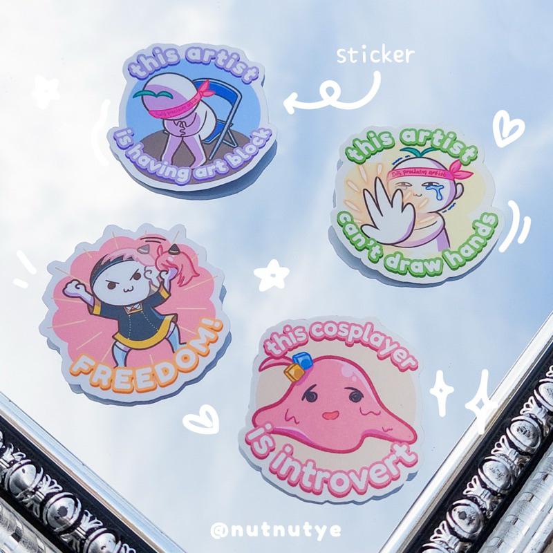 

Stiker meme artist & cosplayer edition | fanmerch by @nutnutye