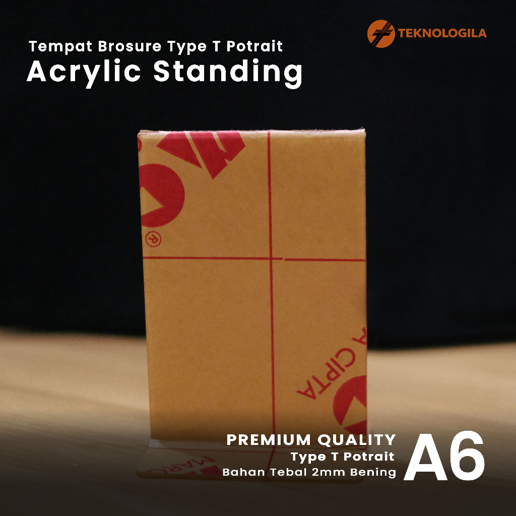 

[Premium] Tempat Brosur Akrilik tipe T ukuran A6