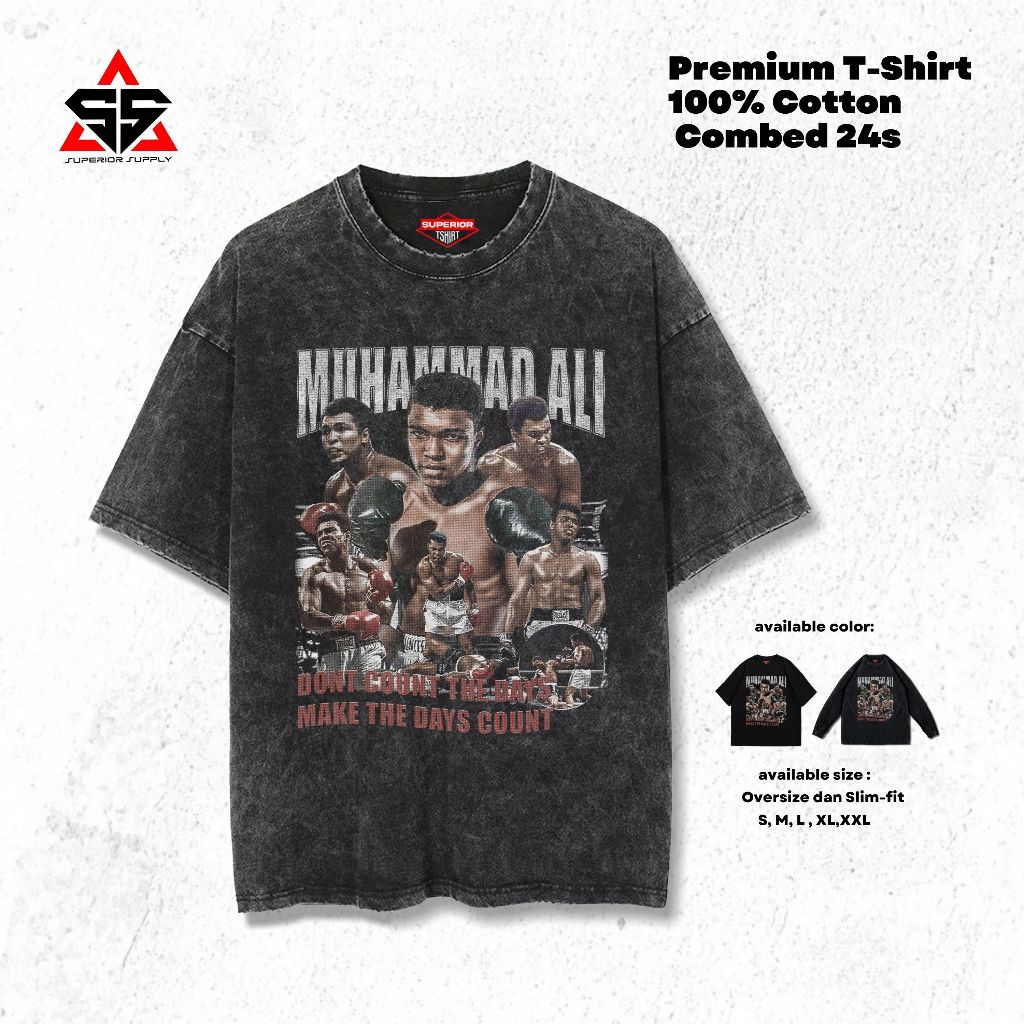 SUPERIOR Kaos Muhammad Ali Oversized washed tshirt Oversize slimfit sandwash ALI-15