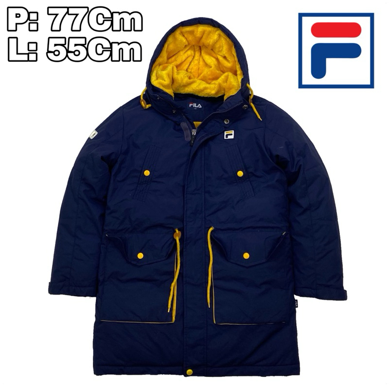 JK250 Jaket Parka Puffer Outdoor FILA Sport Navy  Gelembung Winter Musim Dingin Pendaki Gunung
