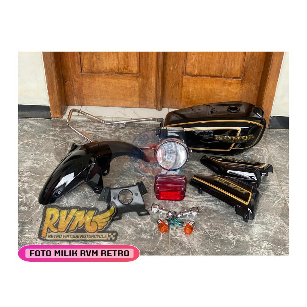 Paket Body Honda GL100 Satu Set Warna Hitam Komplit paket full GL100 Warna Hitam