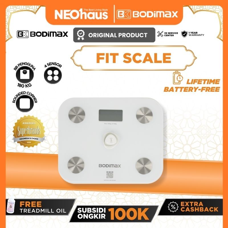 Bodimax Fit Scale - Timbangan Badan Digital dengan Konektivitas Bluetooth dan Manajemen Berat Ideal