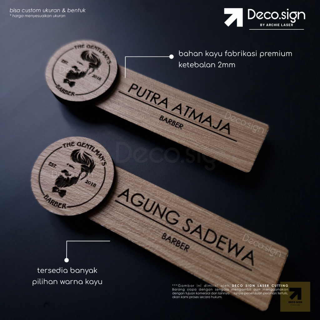 Name Tag Kayu | Name Tag Magnet | Custom Name Tag | Tag Nama Magnet Custom | Pin Nama Custom Magnet 