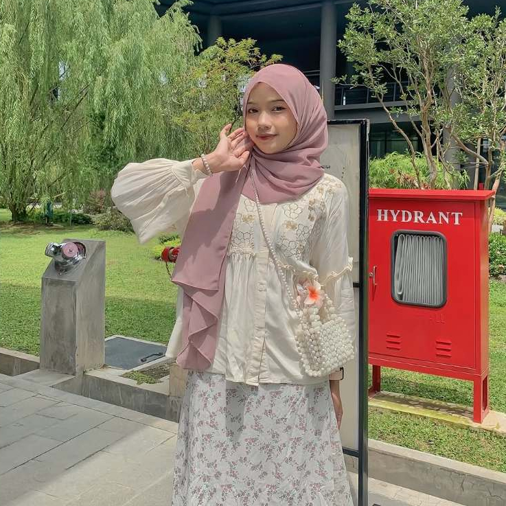 EMWEHA Blouse Wanita Rayon Premium Motif Bordir Lengan Balon Rea