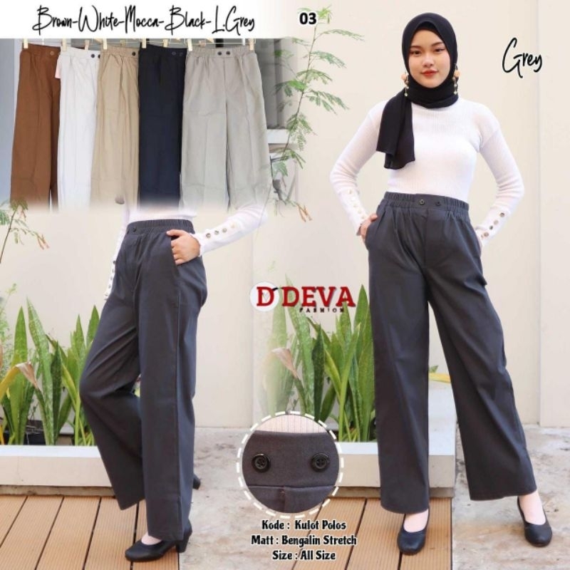 DEVA Celana Kulot Polos Wanita Strecth Premium Pinggang Karet / Kulot Deva Kodorai Strecth Premium /