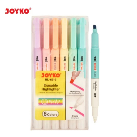 

Per set isi 6 warna Erasable Highlighter Penanda Dapat Dihapus Joyko HL-69-6