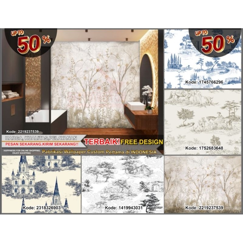 Wallpaper Dinding Custom 3D Vintage | Wallpaper Hutan | Wallpaper Dinding | Wallsticker | Wallpaper 