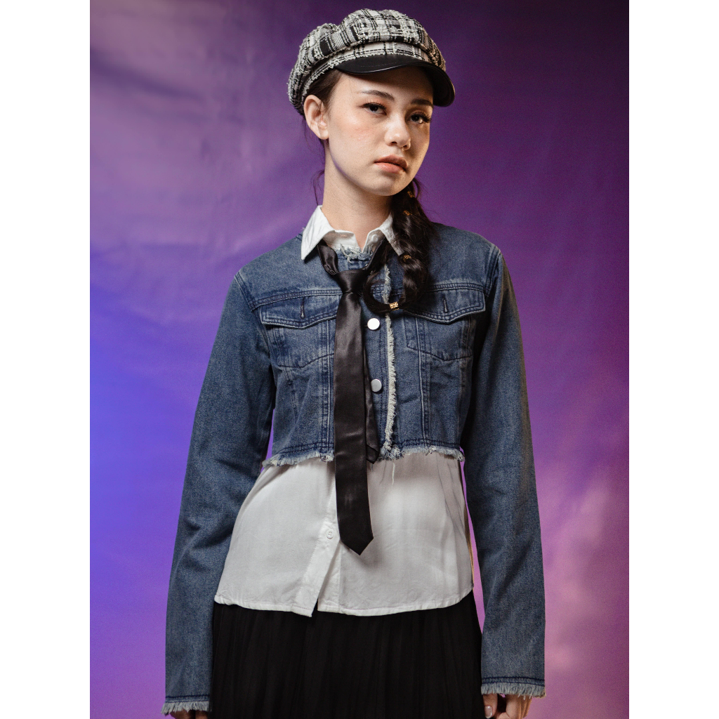WW 2 Pcs Set Denim Jacket And Pencil Midi Skirt